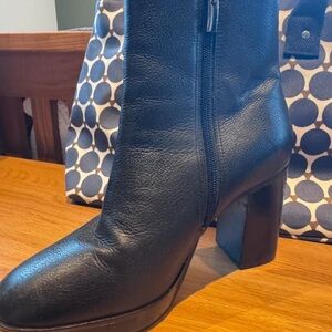 Chic Black Leather Heeled Boots